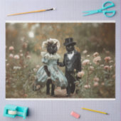 Papier Mousseline Découpage Chats français dans un champ de fleurs (Artisanat)