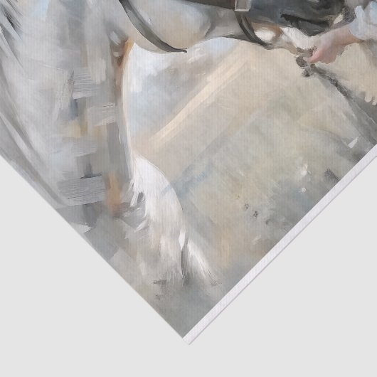 Papier Mousseline Découpage Cheval Blanc Petite Fille (Détail)
