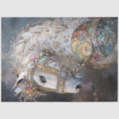 Papier Mousseline Découpage Cheval blanc Whimsical Orned Gemstones (Recto)