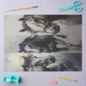 Papier Mousseline Découpage Cheval Charbon Collage Art Rustique (Artisanat)