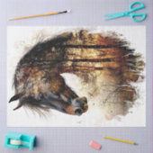 Papier Mousseline Découpage Cheval Harmonie Nature Double exposition (Artisanat)