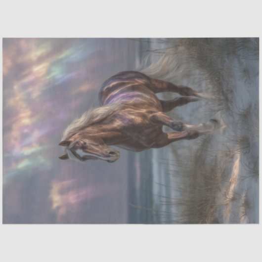 Papier Mousseline Découpage Cheval Iridescente Nuages Beauté mystiqu (Recto)
