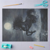 Papier Mousseline Découpage Cheval noir Dark Moonlit Ocean Scène (Artisanat)
