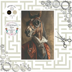 Papier Mousseline Découpage Cheval Steampunk vintage
