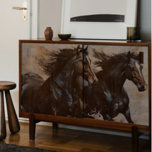 Papier Mousseline Découpage Chevaux noirs sauvages