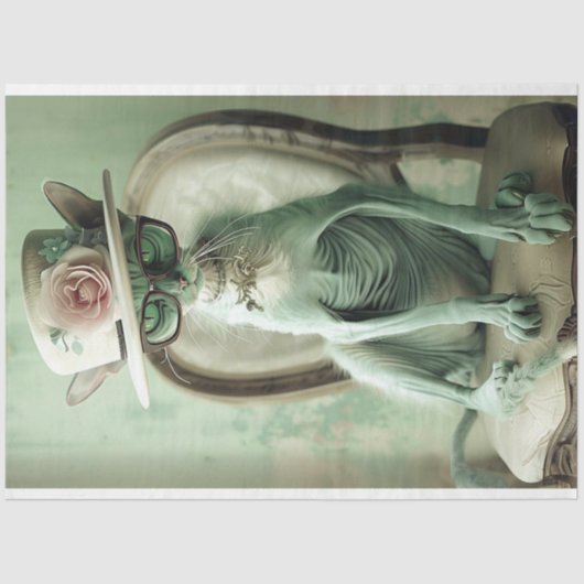 Papier Mousseline Découpage Chic Sphinx Chat sans Cheveux (Recto)