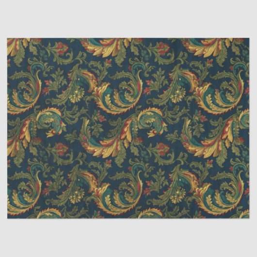 Papier Mousseline Découpage Chinoiserie Feuille Vert foncé (Recto)