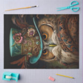 Papier Mousseline Découpage Chouette à vapeur Arrière - plan foncé (Artisanat)