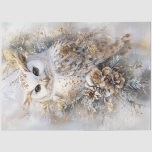 Papier Mousseline Découpage Chouette blanche Golden Accents paisible