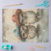 Papier Mousseline Découpage Chouette Whimsical Sisters Perche Sur Le (Artisanat)