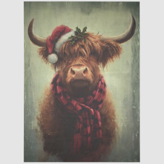 Papier Mousseline Decoupage Christmas Highland Rustic Holiday Cheer (Recto)