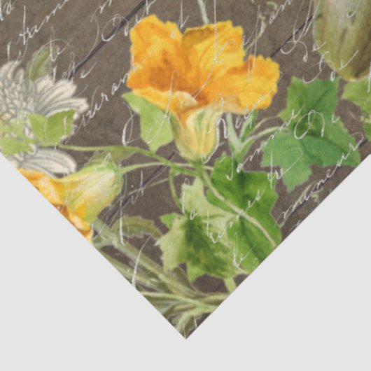 Papier Mousseline Découpage Chute Gourds Citrouille Bois foncé rusti (Détail)