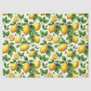 Papier Mousseline Découpage citrons aquarelle brillante