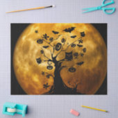 Papier Mousseline Découpage Citrouille, chauve-souris, hibou et lune (Artisanat)