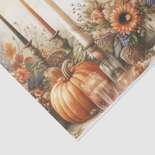 Papier Mousseline Découpage Citrouille Floral Automne (Détail)