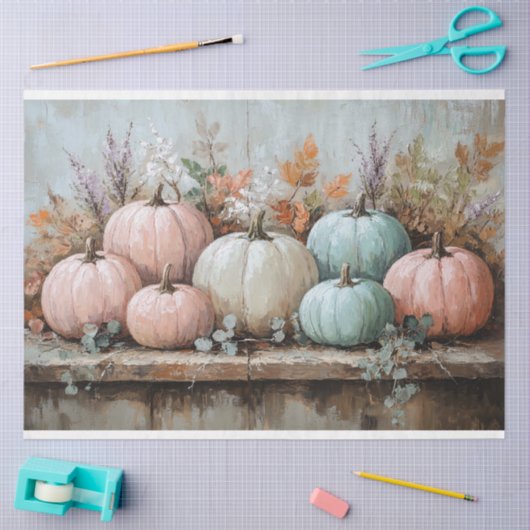 Papier Mousseline Découpage Citrouille Pastel (Artisanat)