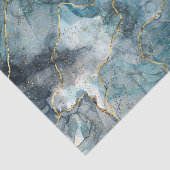 Papier Mousseline Découpage classique Faux Marbre Bleu/Or (Détail)