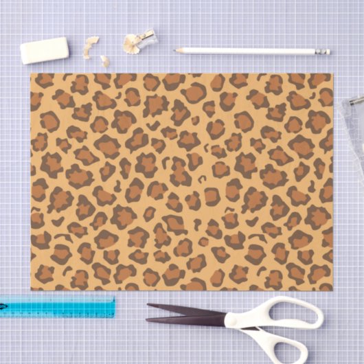 Papier Mousseline Découpage classique imprimé léopard brun doré chau (Artisanat)