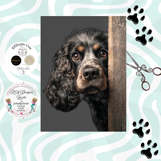 Papier Mousseline Decoupage Cocker Spaniel noir marron Sadie