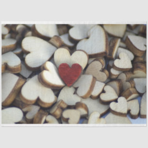 Papier Mousseline Découpage Coeurs en bois