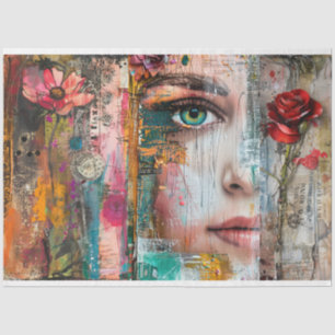 Papier Mousseline Découpage Collage Art Abstrait vintage
