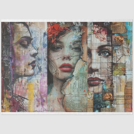 Papier Mousseline Découpage Collage Art Abstrait vintage (Recto)