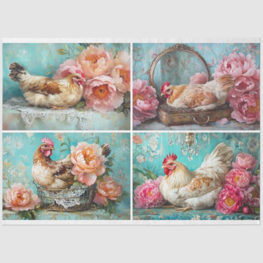 Papier Mousseline Découpage Collage de poulet (Recto)