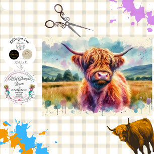 Papier Mousseline Découpage Colorburst Art de Vache des Highlands