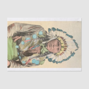 Papier Mousseline Découpage Coloré Chef Indien Vintage