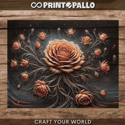 Papier Mousseline Decoupage - Constellation de roses -