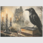 Papier Mousseline Découpage Corbeau gothique Haunted Mansion Foggy (Recto)