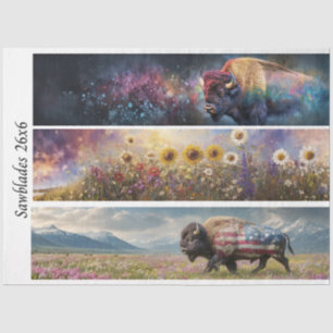 Papier Mousseline Decoupage Cosmic Bison Wildflower Designs de scie