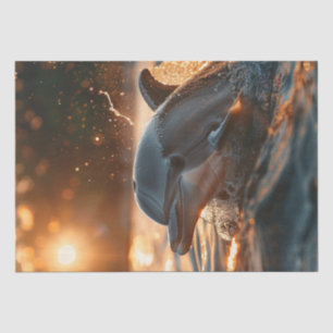 Papier Mousseline Découpage Coucher de soleil Océan Dolphin teintes 