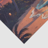 Papier Mousseline Découpage Coucher de soleil sur la plage tropicale (Détail)