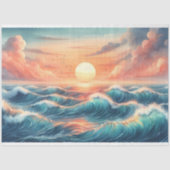 Papier Mousseline Découpage couleur d'eau Sunset Beach Waves (Recto)