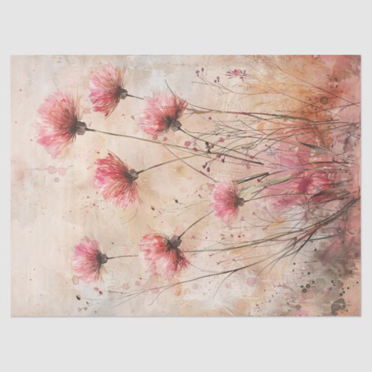 Papier Mousseline Découpage couleur Fleur sauvage rose (Recto)