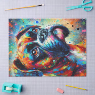 Papier Mousseline Découpage couleur Pop Art Boxer Chien