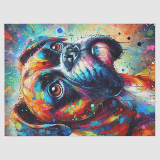 Papier Mousseline Découpage couleur Pop Art Boxer Chien (Recto)