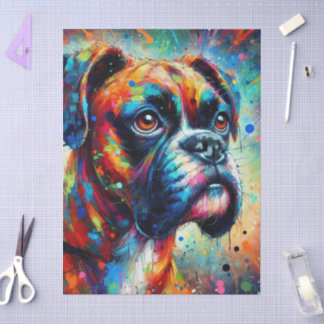 Papier Mousseline Découpage couleur Pop Art Boxer Chien
