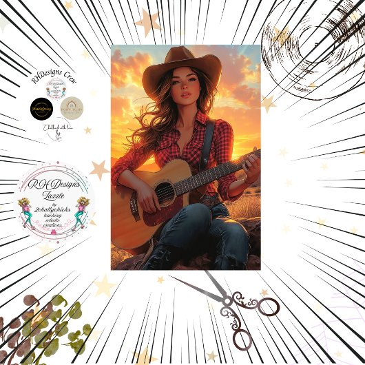 Papier Mousseline Découpage Country Girl Character DEBBIE