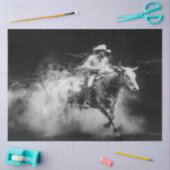 Papier Mousseline Découpage Cowboy Riding Bull Swirling Smoke Rings (Artisanat)