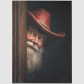 Papier Mousseline Decoupage Cowboy Santa Peeking Naughty Nice (Recto)