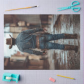 Papier Mousseline Découpage Cowboy Western Sheriff Revolver (Artisanat)