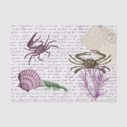 Papier Mousseline Découpage Crabe Nautique Crustacée (Recto)