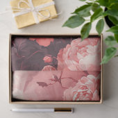 Papier Mousseline Découpage Crâne gothique entouré et fleurs de pêch (Cadeau)