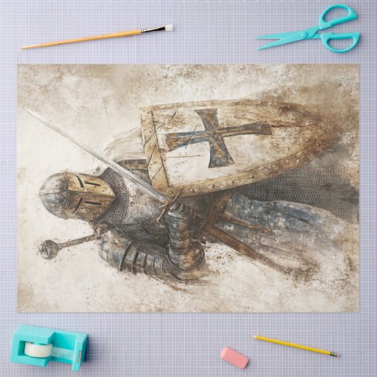 Papier Mousseline Découpage Crusade Mangeurs Christian Knight (Artisanat)