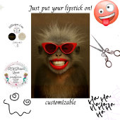 Papier Mousseline Decoupage Customizable Monkey Wild Hair & Lipstick