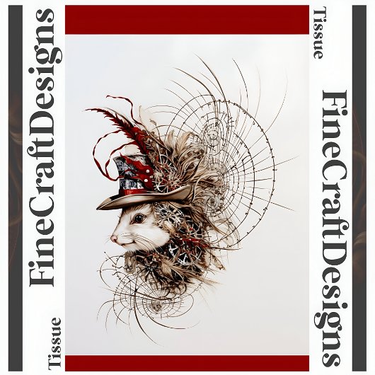 Papier Mousseline Découpage Cute Steampunk White Mouse En Casquette