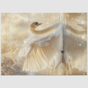 Papier Mousseline Découpage Cygne de scène magique dans le lac