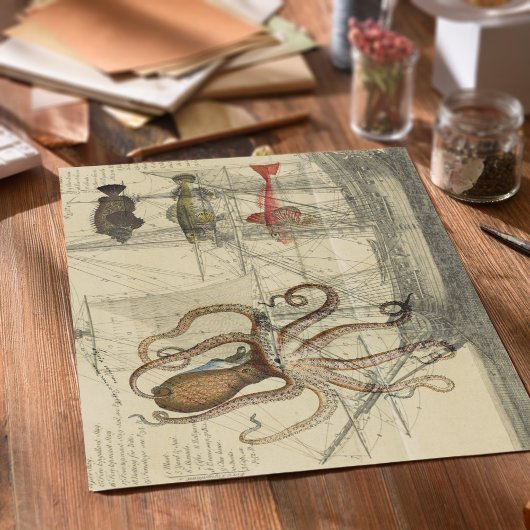 Papier Mousseline Découpage d'antiquité Ocean Vintage